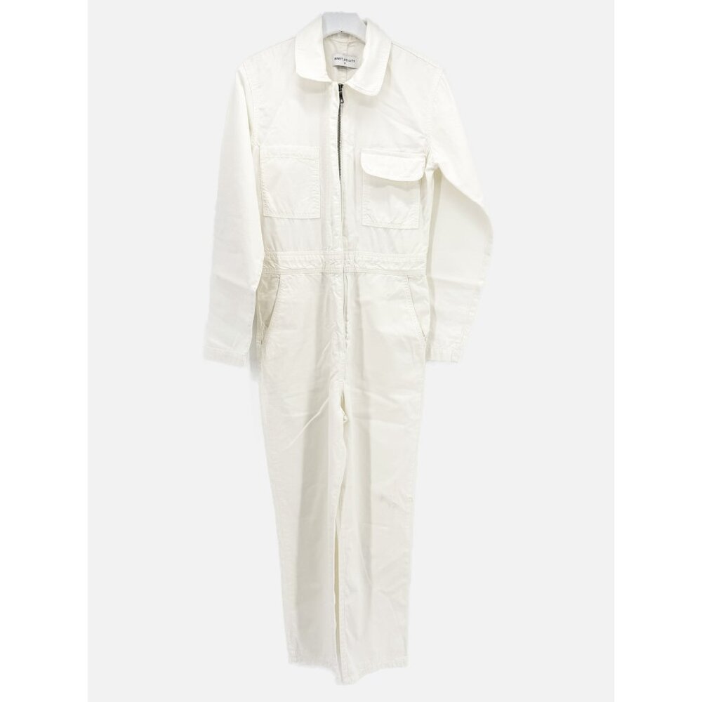 RIVET.UTILITY White Jumpsuit Small Front Zip Worker Boiler Suit